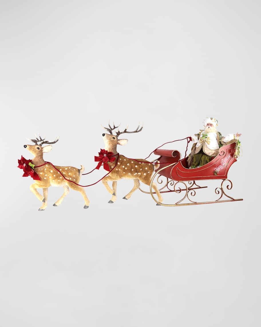 Mark Roberts Santa & Sleigh with 2 Deer Christmas Decor | Neiman Marcus