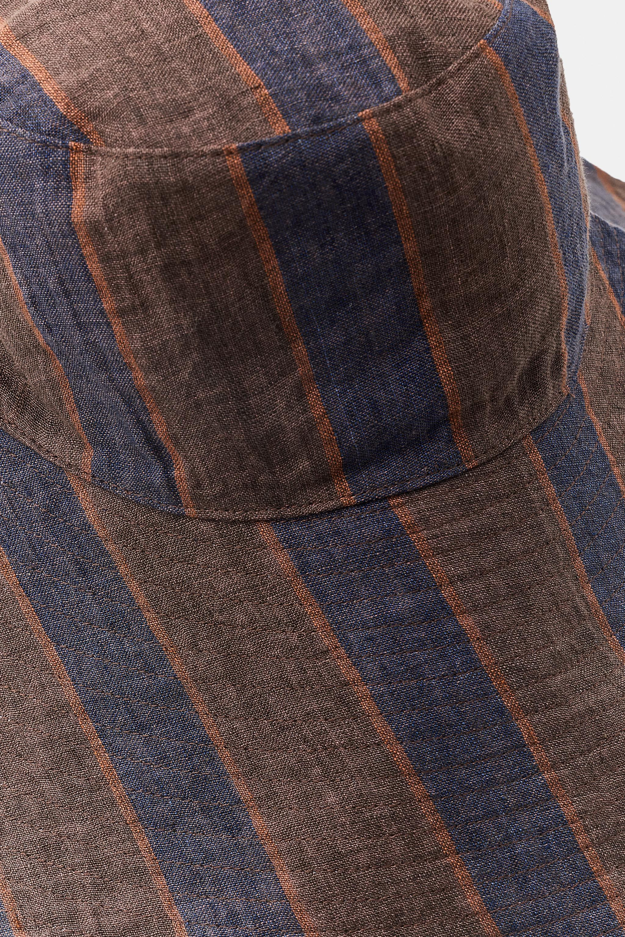 REVERSIBLE 100% LINEN STRIPED HAT | Zara US