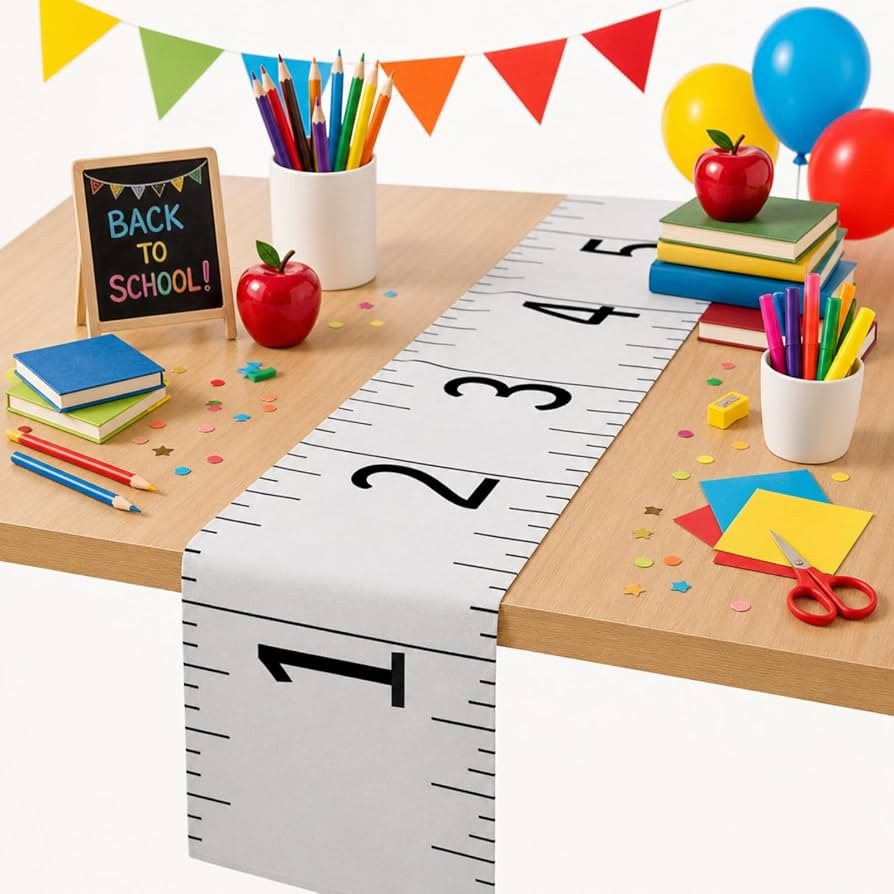 Newwiee Ruler Shape Back to School Table Runner for Classroom Party Decor | Amazon (US)