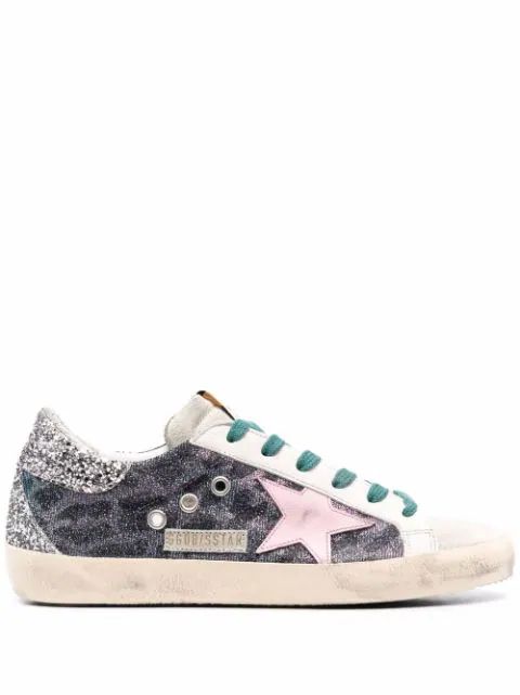 Super-Star leopard-print glitter sneakers | Farfetch (US)