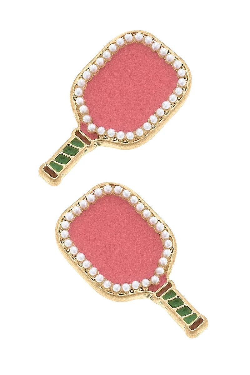 Ellie Pickleball Paddle Stud Earrings in Pink | CANVAS