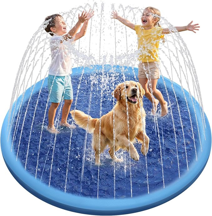 Non-Slip Splash Pad for Kids and Dog, 67'' Splash Pad Thicken 0.58mm for Kids Ages 4-8 Toddler Ba... | Amazon (US)