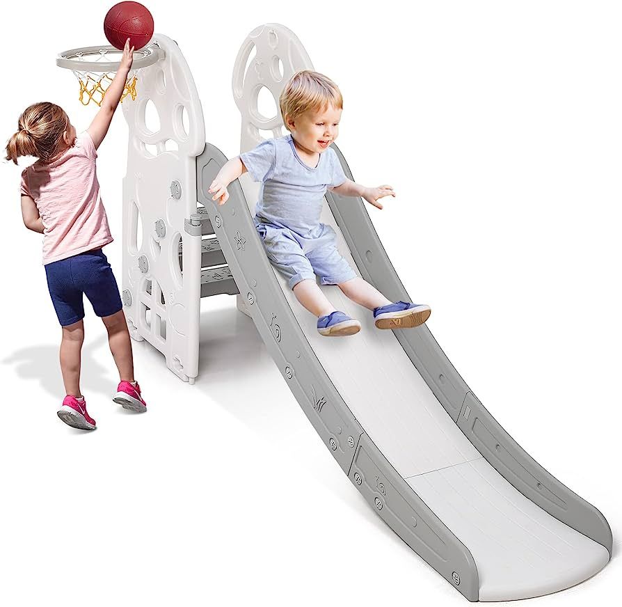 Kids Slide Toddler Slide, Play Climber Slide for Toddlers Age 1 to 6 Years with Basketball Hoop, ... | Amazon (US)