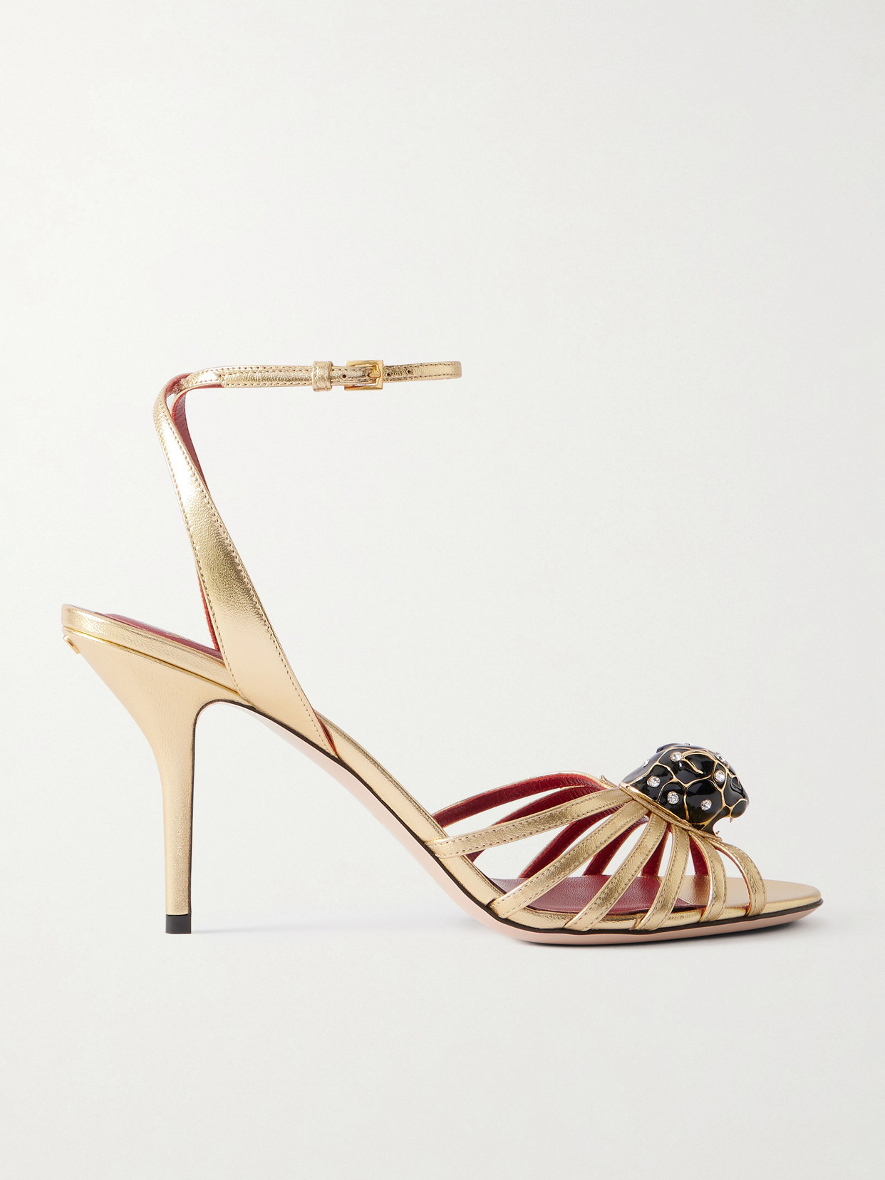 Valentino Garavani - Pas De Chat 85 Embellished Metallic Leather Sandals - Gold | NET-A-PORTER (US)