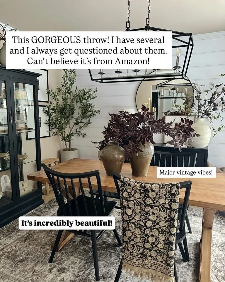 Vintage-Inspired Amazon Throw with Major Character
Follow @farmtotablecreations on Instagram for daily home styling ideas and designer-inspired finds.

This gorgeous throw adds instant warmth, pattern, and vintage charm to any space. It’s one of those pieces that effortlessly elevates a room — draped over a dining chair, layered on a bench, or styled on a sofa — and I’m always asked where it’s from. The fact that it’s from Amazon still surprises people every time.

It’s an easy way to bring in texture and that collected, designer look without overwhelming the space.

#throw #blanket #diningroomdecor #homedecor #neutralhome #layeredhome #amazonhome



#LTKSaleAlert #LTKHome