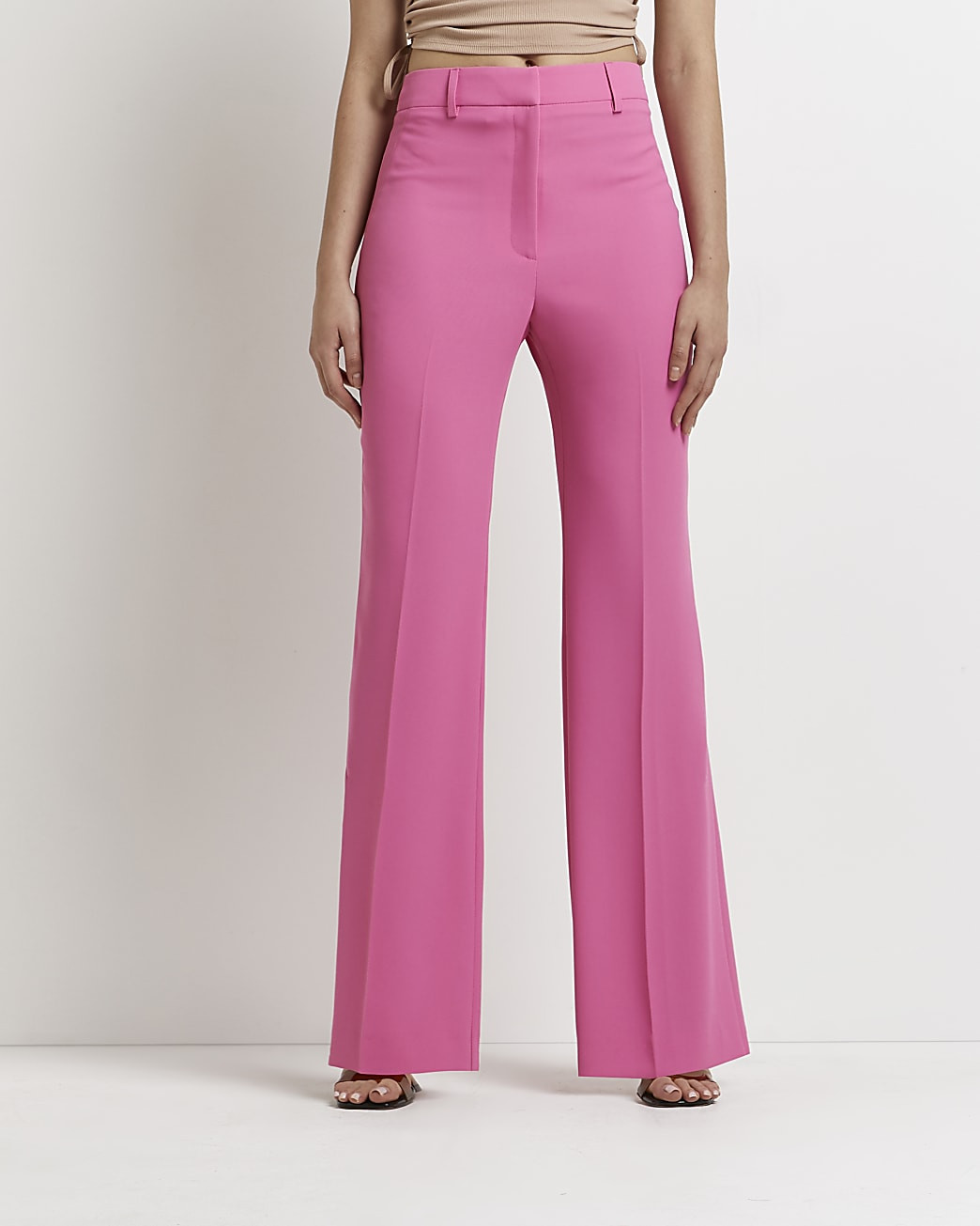 Pink side split flared trousers | River Island (UK & IE)