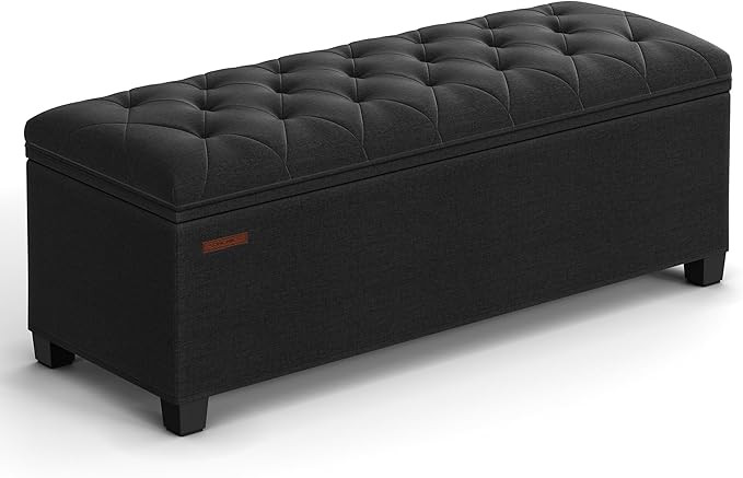 SONGMICS Storage Ottoman Bench, Foot Rest with Legs, 15.7 x 43.3 x 15.7 Inches, End of Bed Bench,... | Amazon (US)