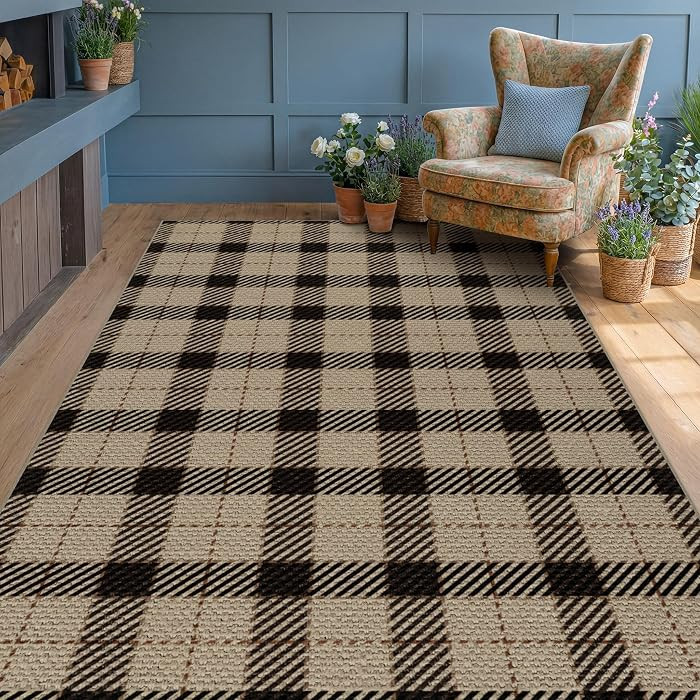 JTJ Easy Jute Outdoor Rug 6x9 for Patio, Washable Plaid Area Rug for Porch and Backyard, Indoor O... | Amazon (US)