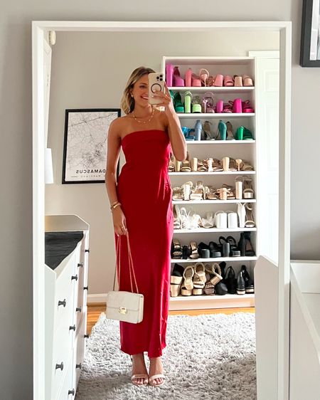 Wedding guest dress inspo from fortunate one. They are running 20% off sitewide today through the 28th! Wearing XS! 💕

Would be the perfect red dress for the holiday time  