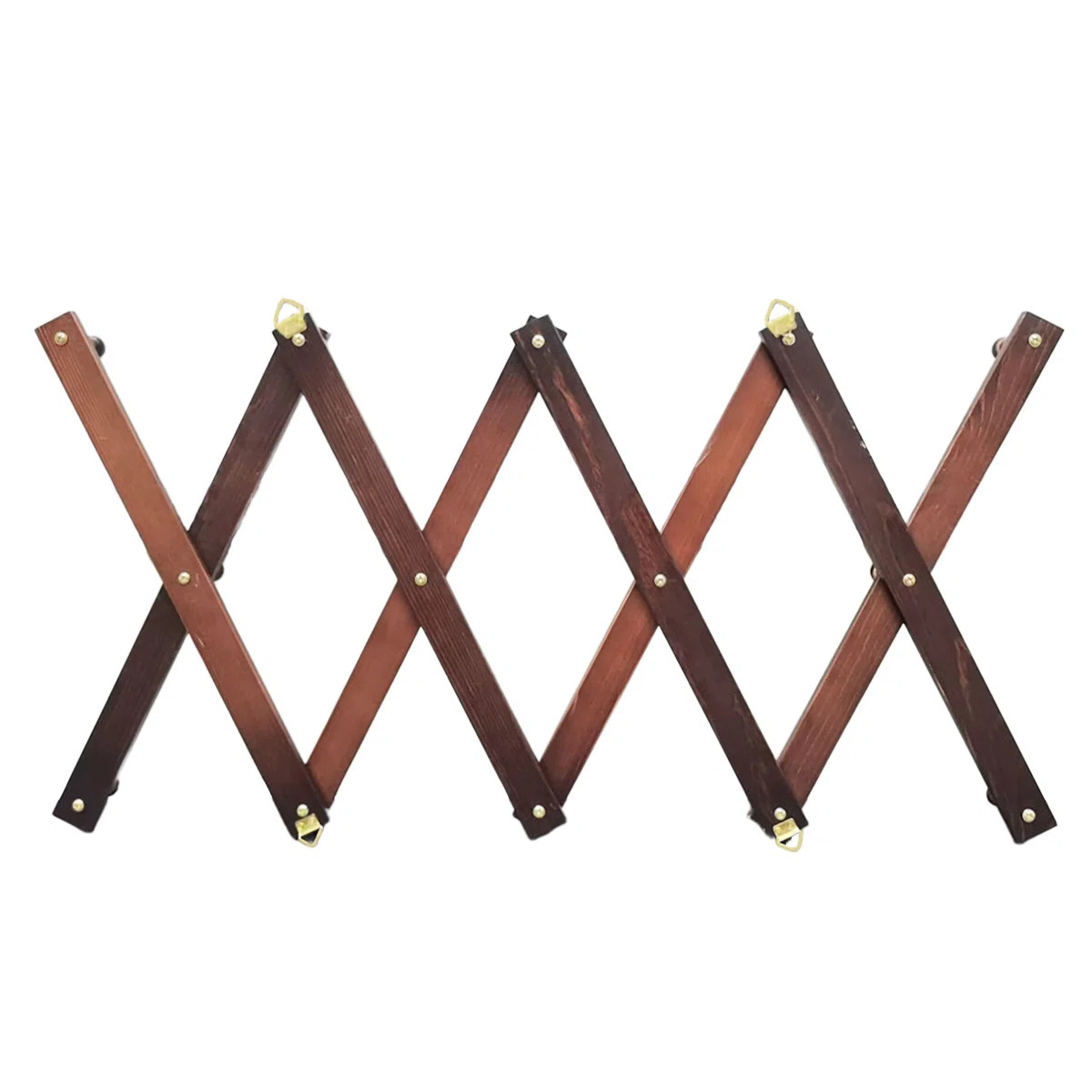 Pine Wood Accordion Wallmount Hat Hanger, Expandable Purse Coat Backpack Rack with 14 Pegs | Wayfair North America