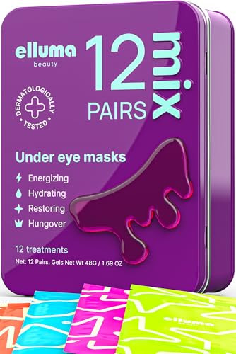 Elluma Beauty Under Eye Patches 12 Pairs of Themed Hydrogel Eye Gel Pads - For Puffy Eyes and Dark Circles, Under Eye Bags, Wrinkles - Mix Set | Energizing, Hydrating, Restoring, Hungover | Amazon (US)