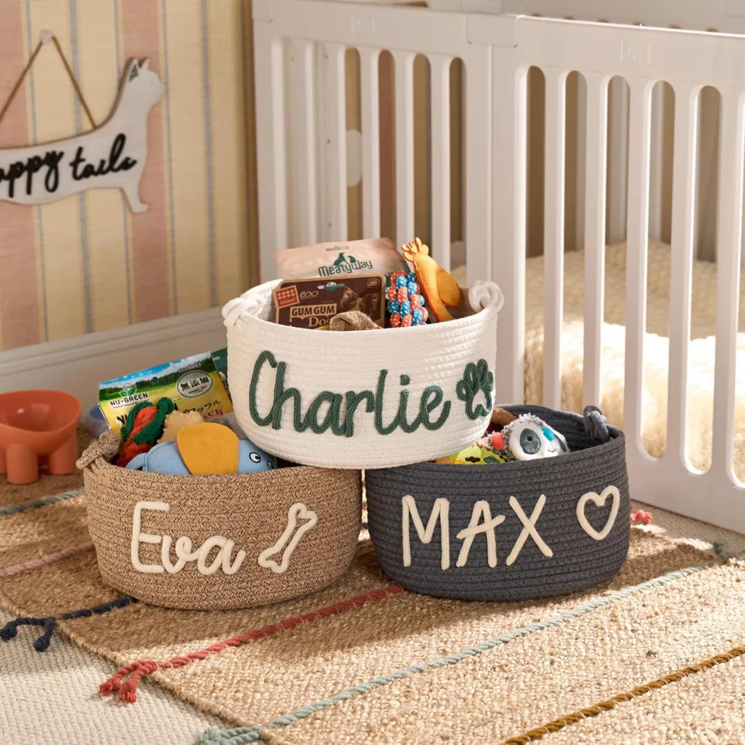 Personalized Pet Toy Basket | Custom Cotton Rope Storage | Etsy (Global)