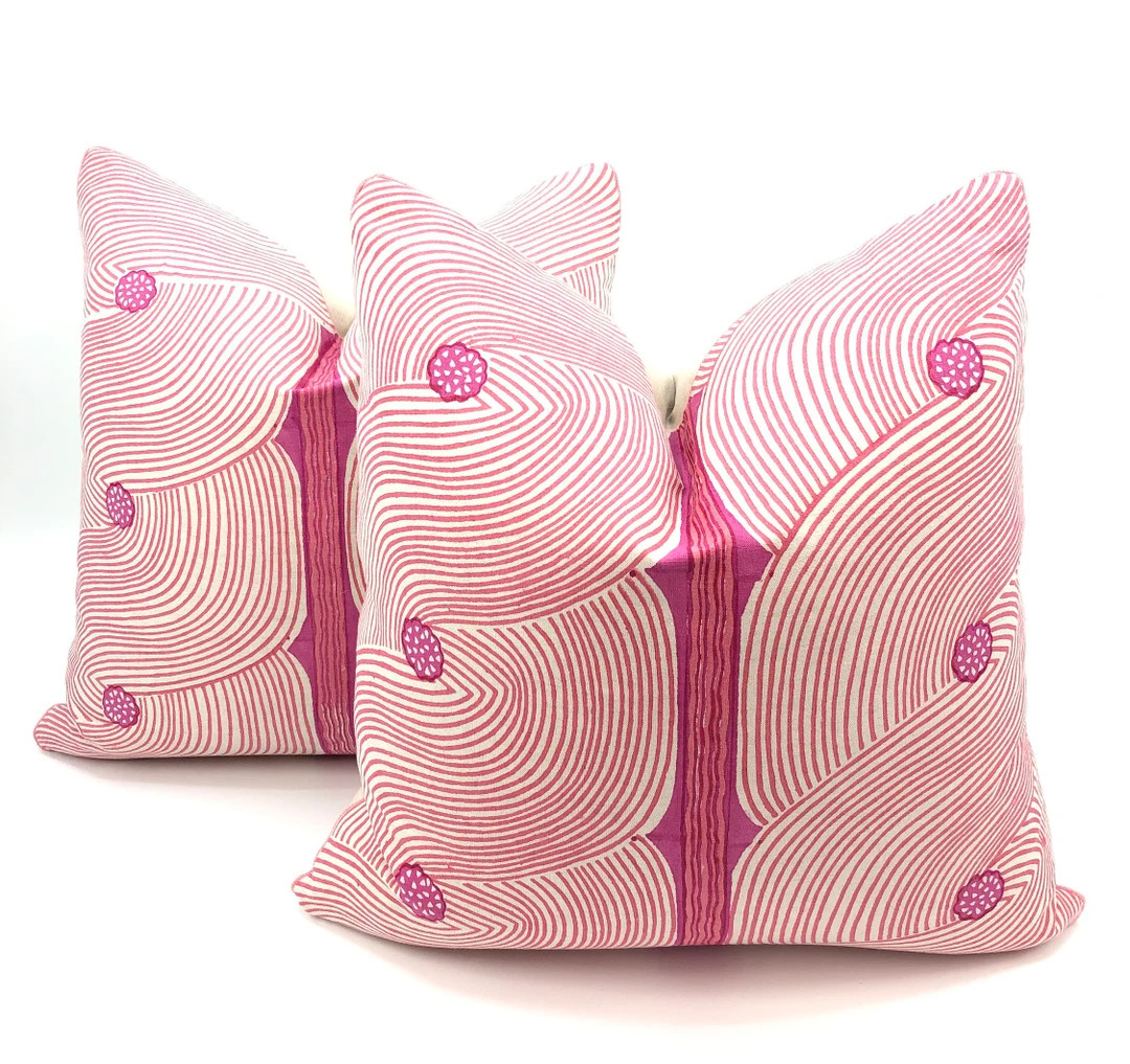 Tulu Textiles - Harper in Pink, Decorative High End Pillow Covers // MADE TO ORDER // Designer Fa... | Etsy (US)