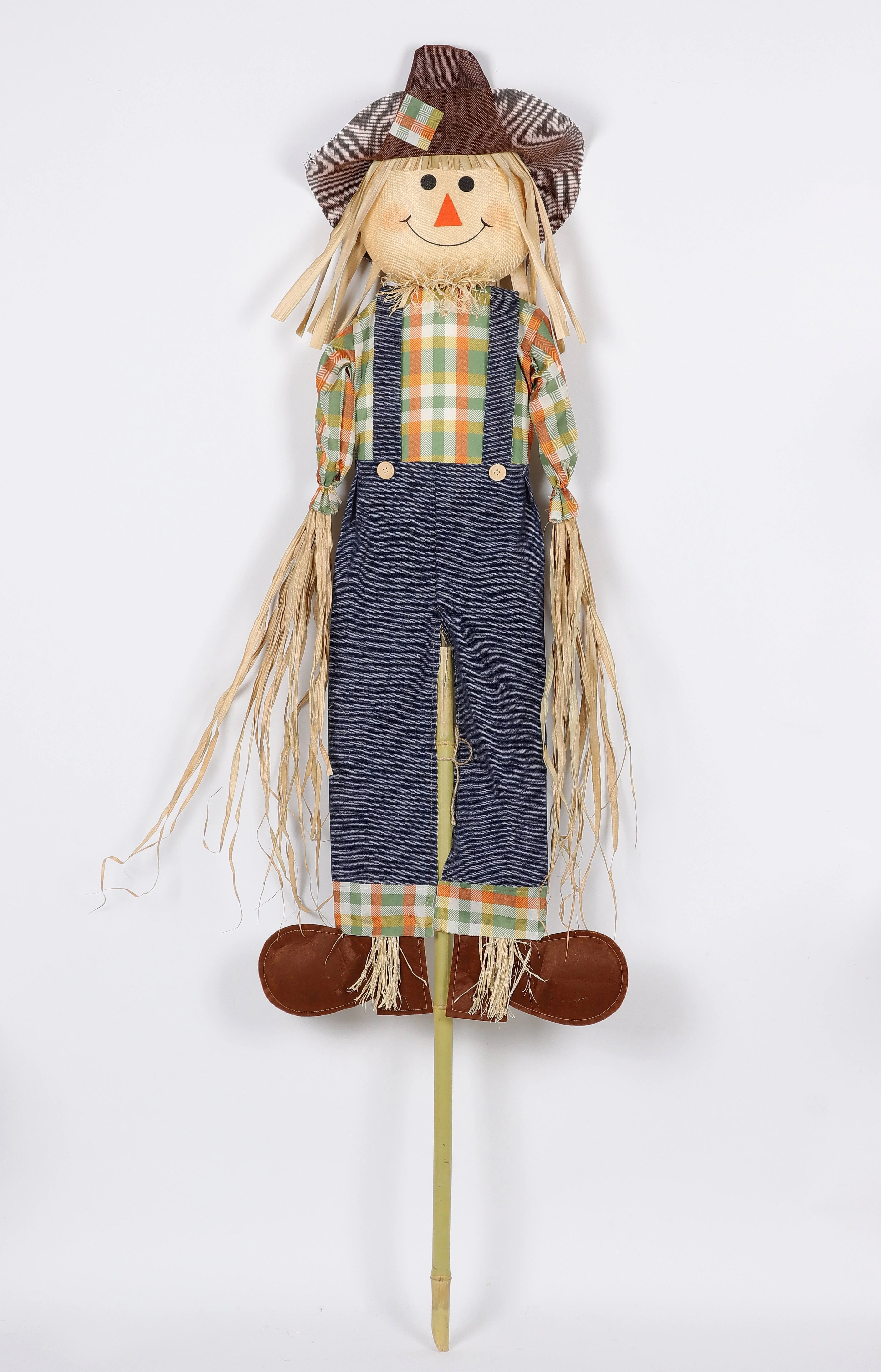 Harvest Scarecrow in Blue Overalls Yard Stake Decor, 60 in, by Way To Celebrate | Walmart (US)