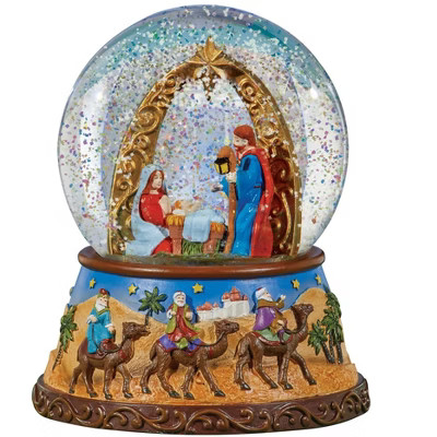 Collections Etc Hand-Painted Three Kings Nativity Musical Snow Globe 4.5 X 4.5 X 5.75 | Target
