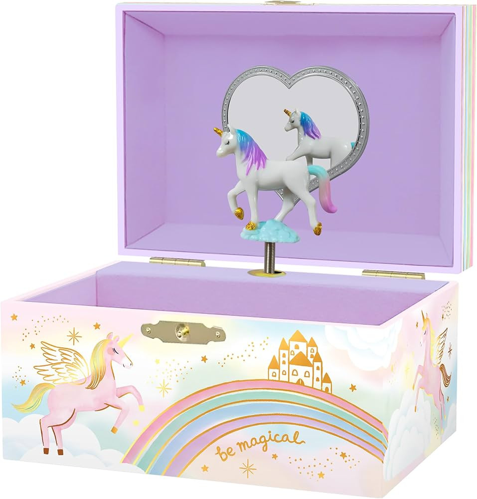 Giggle & Honey Musical Unicorn Jewelry Box for Girls - Kids Jewelry Box with Spinning Unicorn, Un... | Amazon (US)