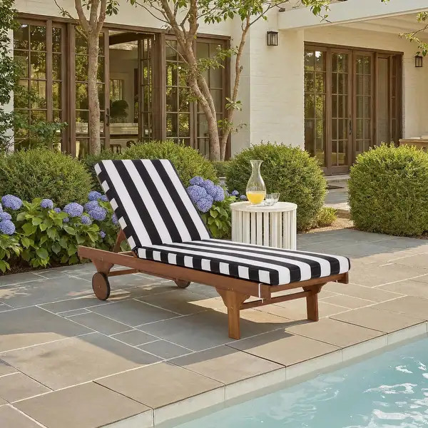 SAFAVIEH Outdoor Patio Furniture Newport Solid Wood Chaise Lounge Chair - 25"W x 80"D x 42"H - Na... | Bed Bath & Beyond