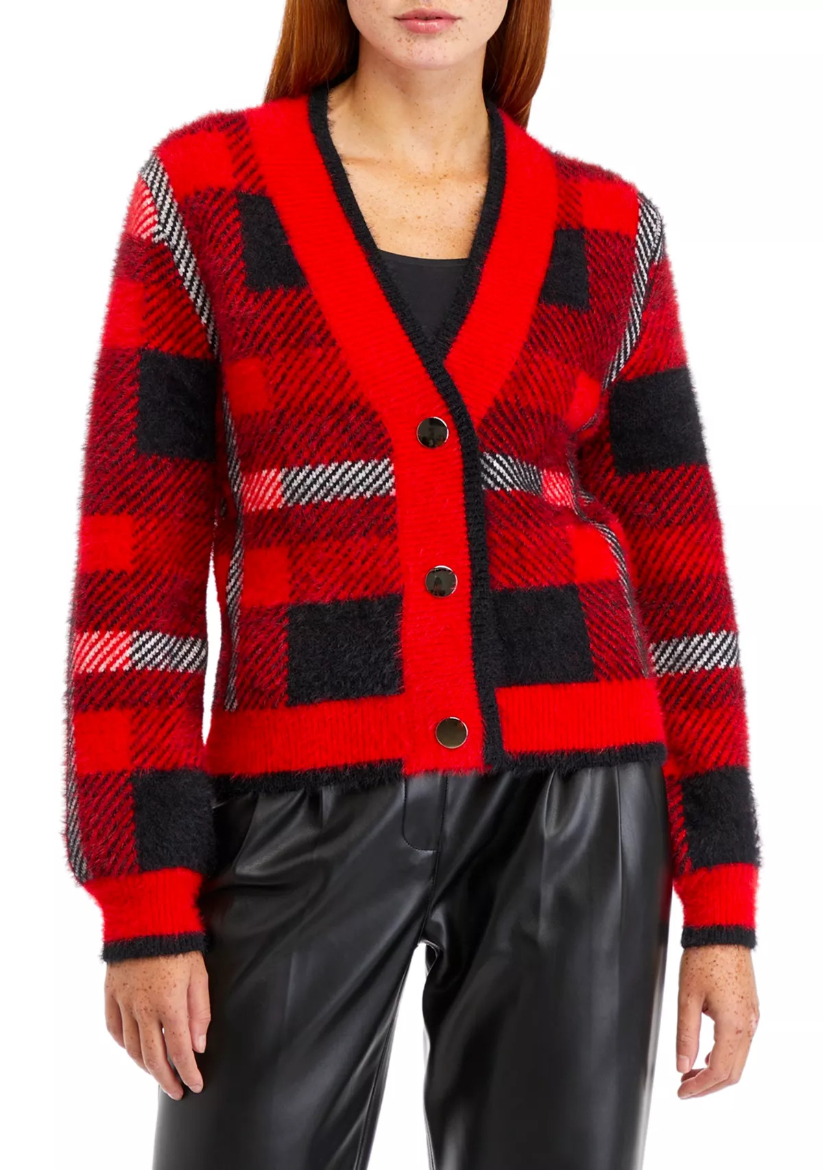 Women's Long Sleeve Plaid Button Down Cardigan | Belk