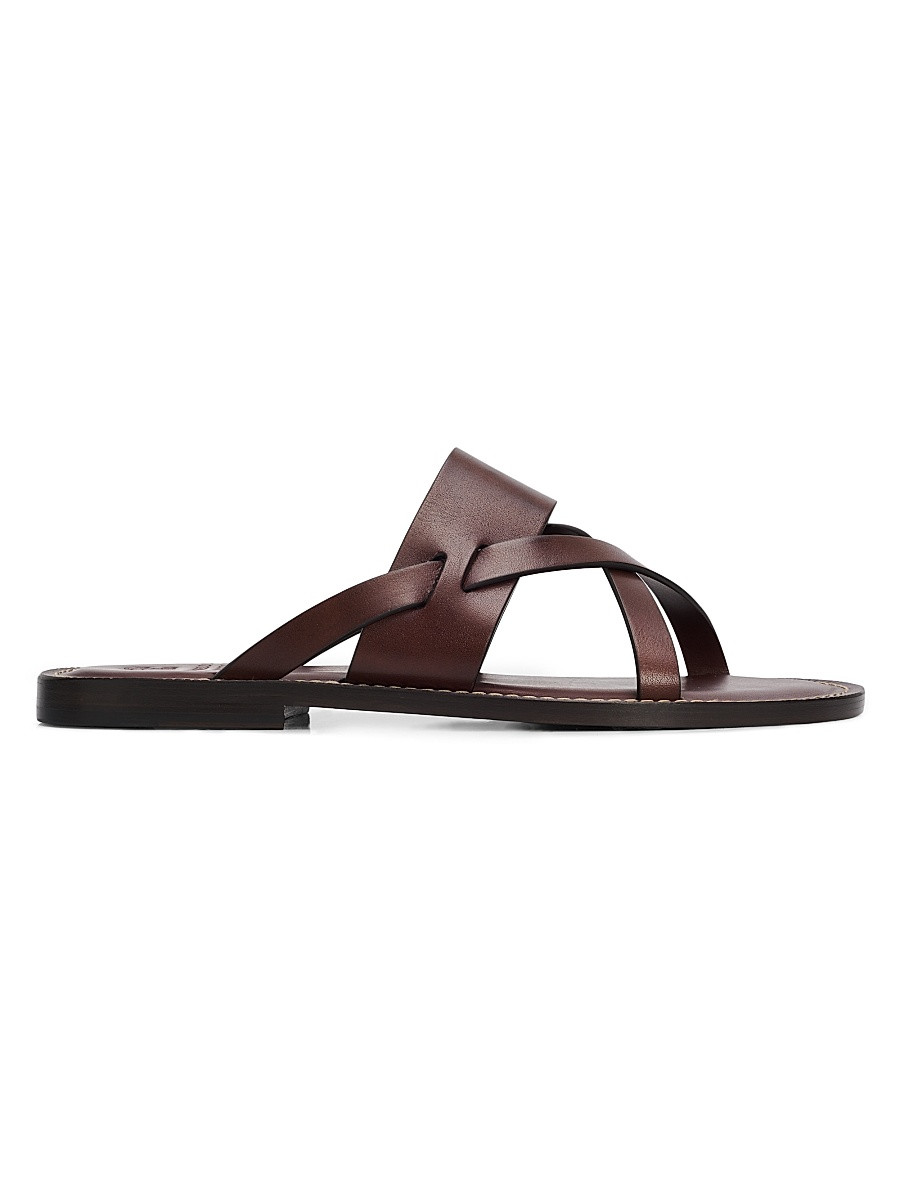 Men's Strappy Leather Sandals - Burnt - Size 9.5 | Saks Fifth Avenue