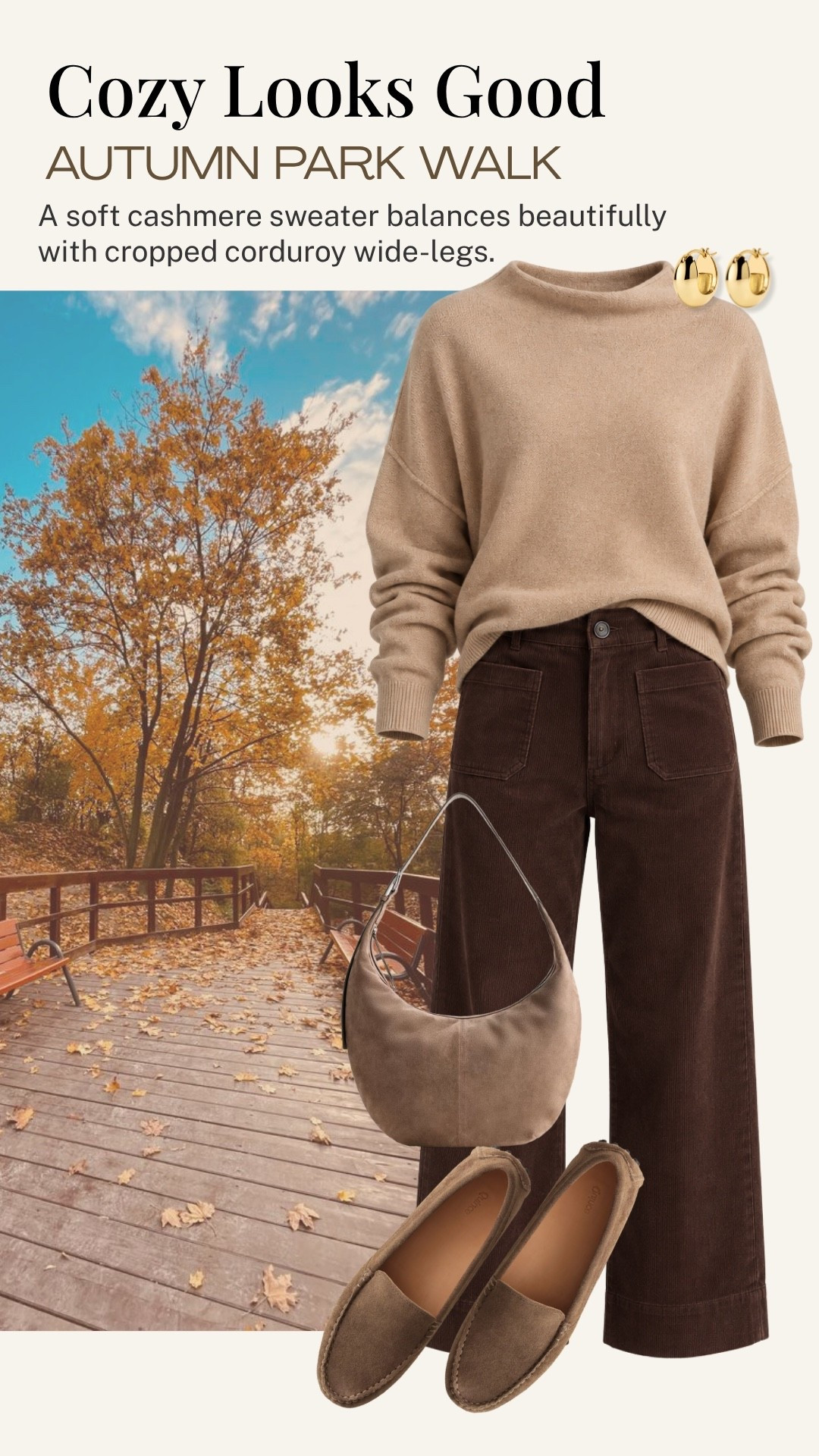 This is such an easy fall outfit, soft cashmere with cropped corduroy wide-legs in rich chocolate brown. I love the warm neutral palette for a relaxed park walk, coffee date, or simply enjoying a crisp autumn day.

#LTKootd #LTKdayinmylife #LTKOver40