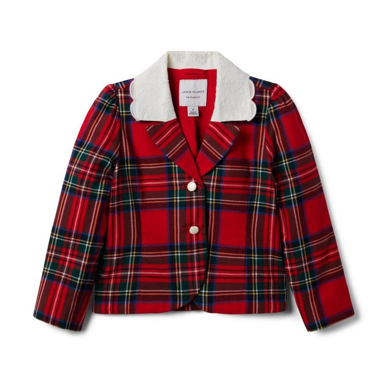 Plaid Embroidered Collar Twill Blazer | Janie and Jack