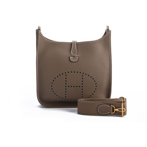 Hermès BNIB Etoupe Gold Evelyne PM - Vintage Lux - Gray | One Kings Lane