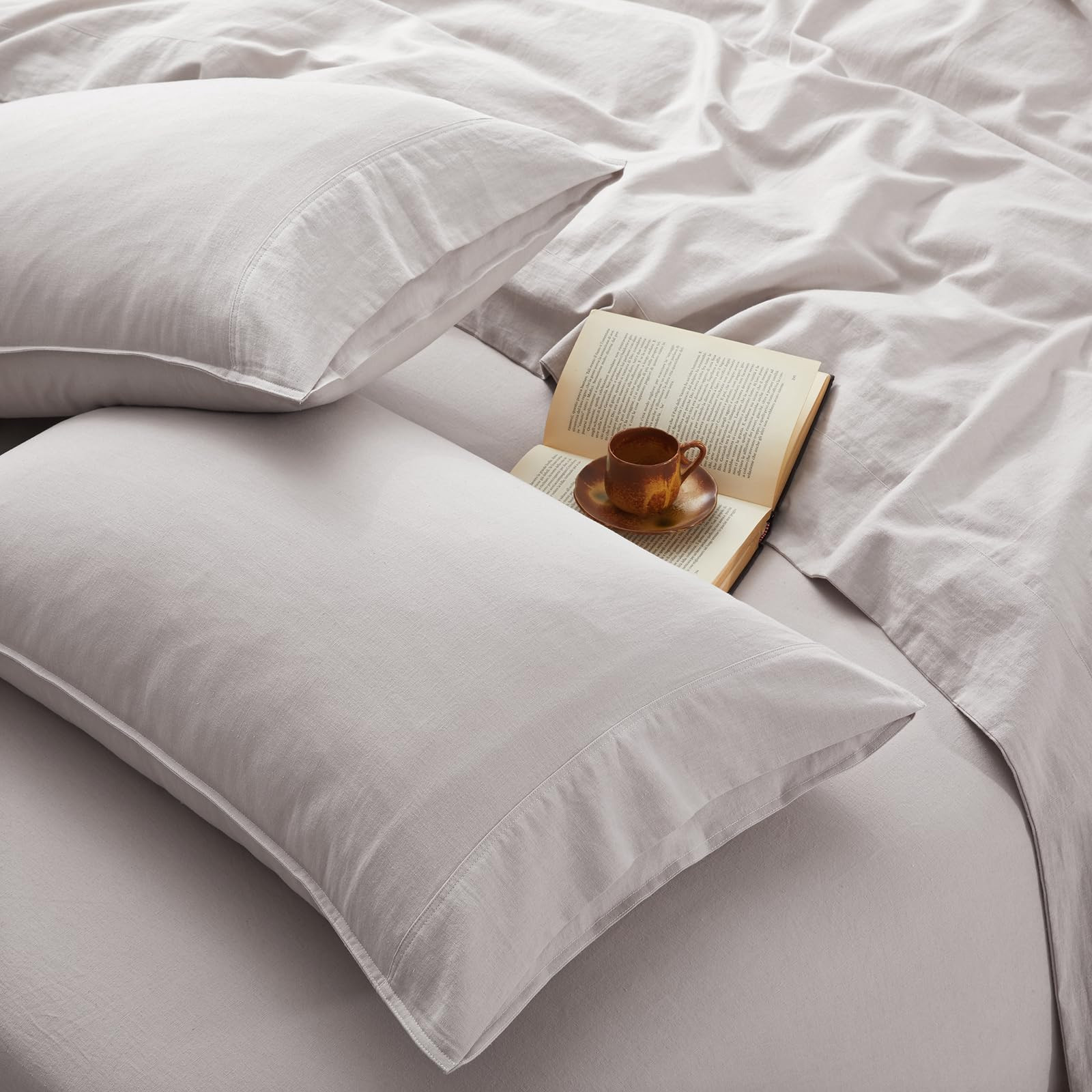 4Pcs Organic Linen Sheets Queen Size, 100% French Linen from Normandy, Breathable Natural Linen Queen Sheet Set with 16 Inch Deep Pocket, 1 Flat Sheet, 1 Fitted Sheet, 2 Pillowcases | Amazon (US)