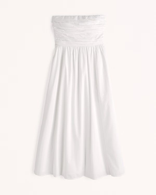 Women's Poplin Strapless Midi Dress | Women's Dresses & Jumpsuits | Abercrombie.com | Abercrombie & Fitch (US)