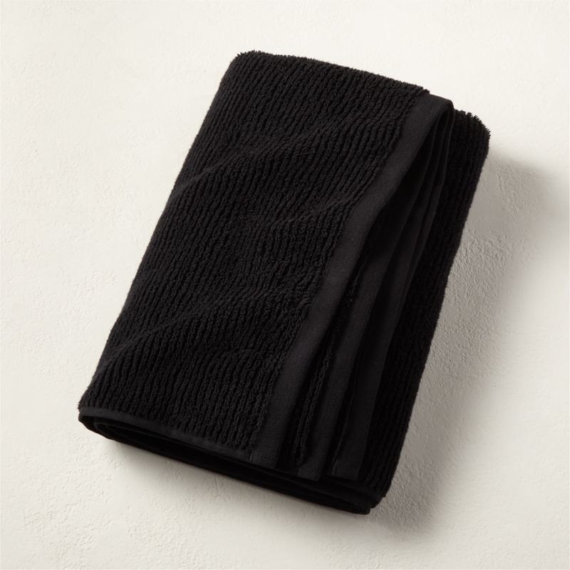 Brooks Ribbed Organic Cotton Black Bath Towel + Reviews | CB2 | CB2