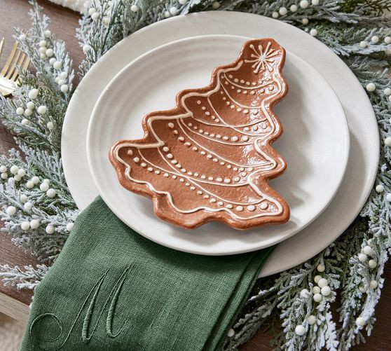 Gingerbread Tree Stoneware Appetizer Plates - Set of 4 | Pottery Barn (US)
