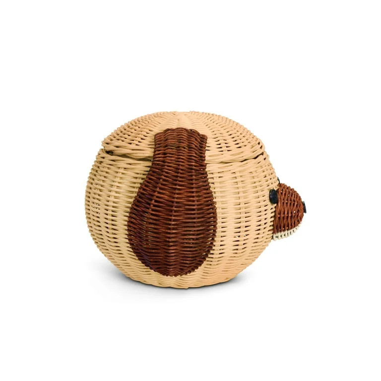 Dog Head Rattan Storage Basket with Lid Decorative Bin Home Decor Hand Woven Shelf Organizer Cute... | Walmart (US)