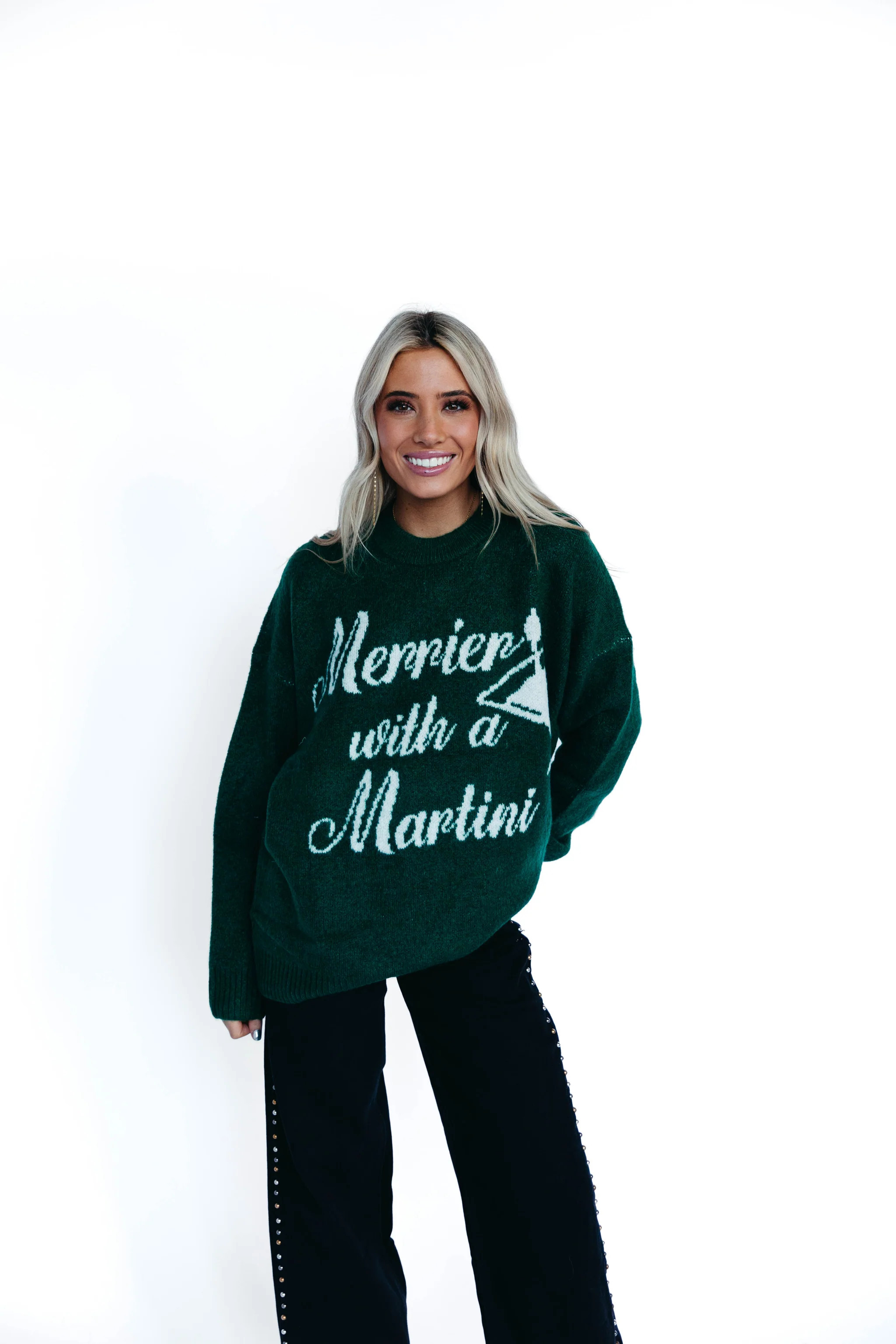 Classic Crewneck Sweater - Martini Graphic Knit | Triple Threads