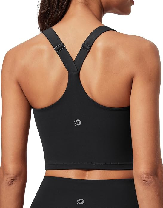 Longline Sports Bras for Women Workout Crop Tank Tops with Built in Bras | Amazon (US)