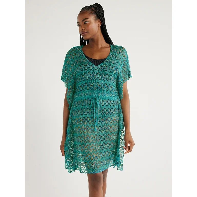 Time and Tru Women's and Women's Plus Crochet Kaftan Coverup, Sizes S-3X | Walmart (US)