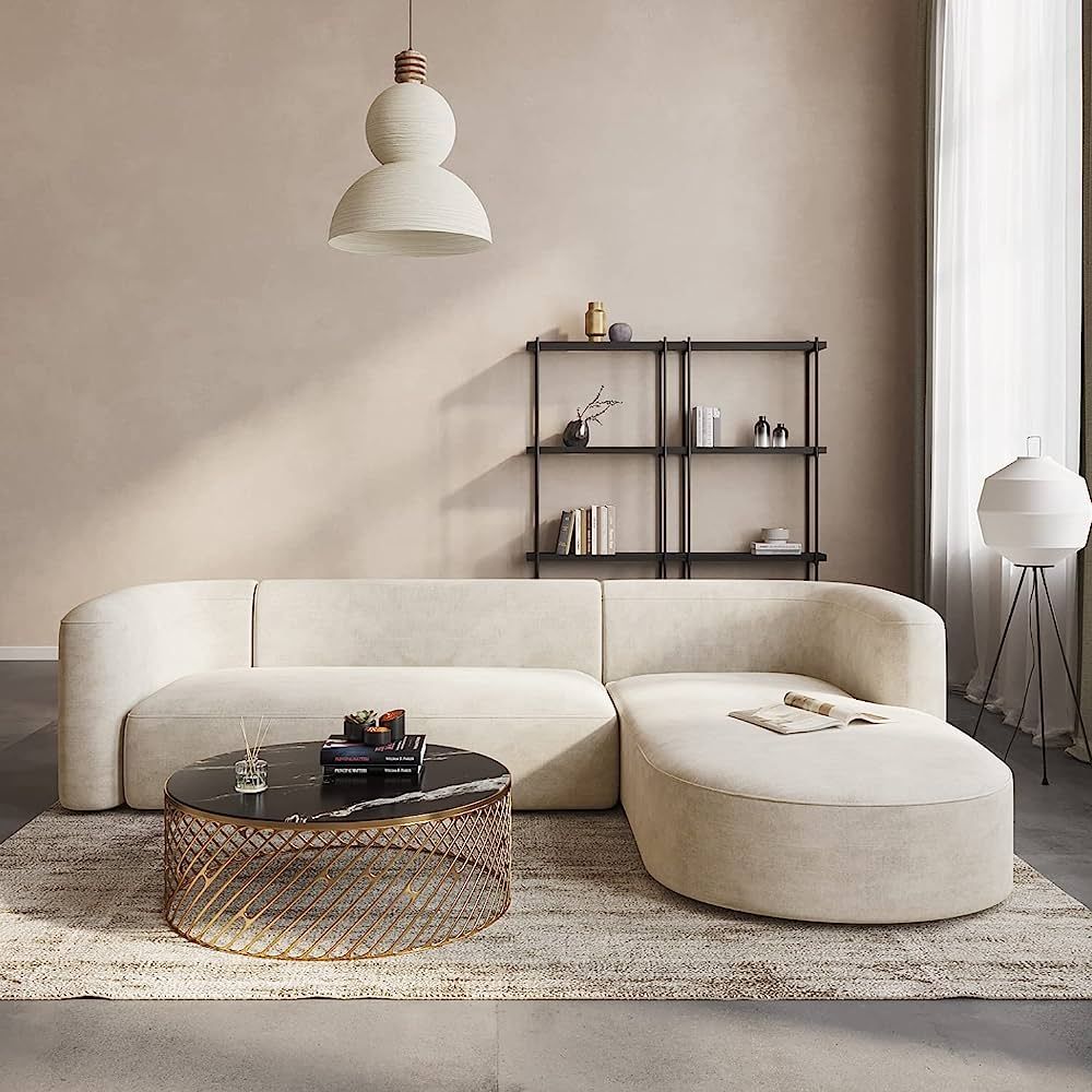 Acanva Modern L-Shaped Sectional Velvet Sofa Set, 3 Seat Corner Couch for Living Room, Bedroom an... | Amazon (US)