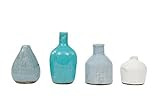Creative Co-Op DA1092 Set of 4 Blue & Ivory Terracotta Vases,Blue and Ivory | Amazon (US)