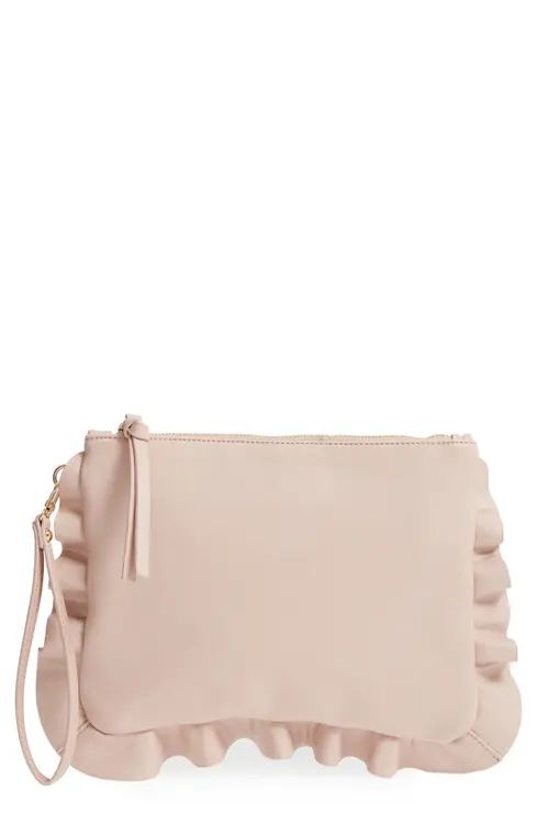 Sole Society Adelina Faux Leather Ruffle Clutch | Nordstrom