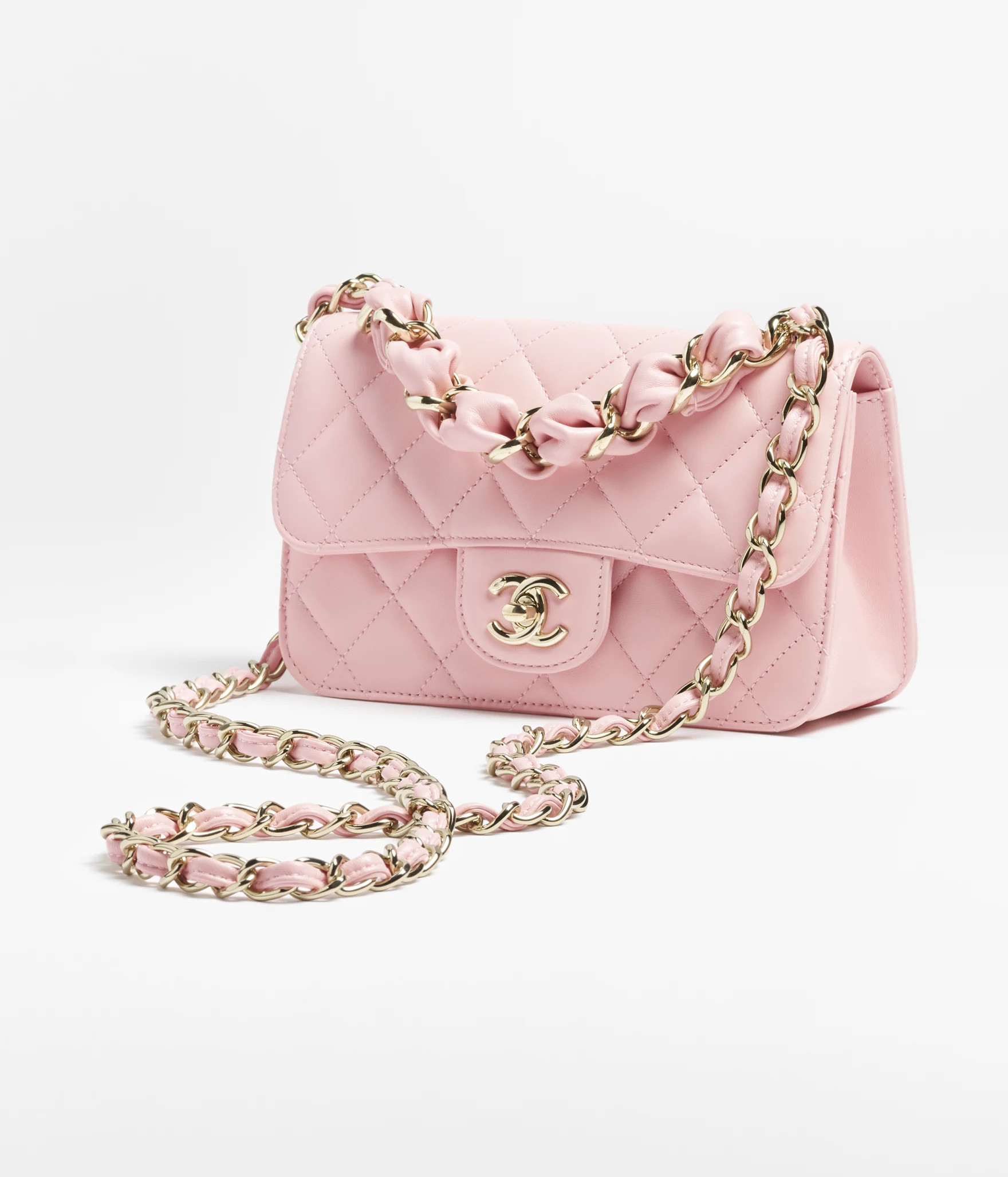 Mini flap bag, Shiny lambskin & gold-tone metal, light pink — Fashion | CHANEL | Chanel, Inc. (US)