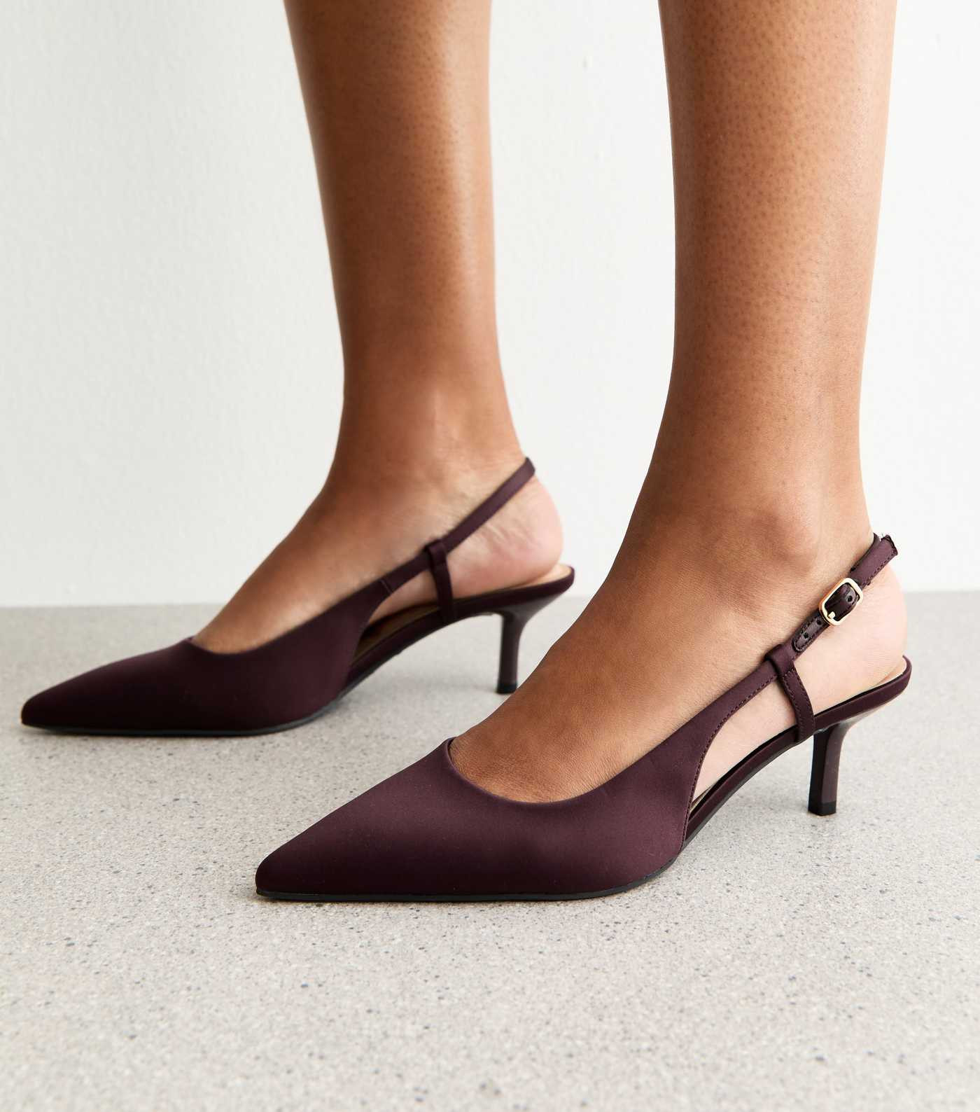 Burgundy Satin Slingback Pumps | New Look | New Look (UK)