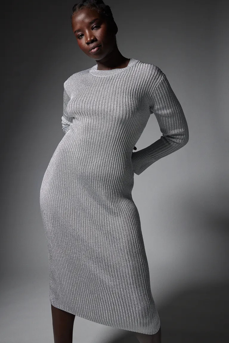 Shimmery Rib-knit Dress | H&M (US + CA)