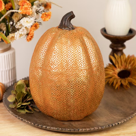 Northlight Touch of Gold Textured Fall Harvest Pumpkin Decoration - 9.75" | Walmart (US)