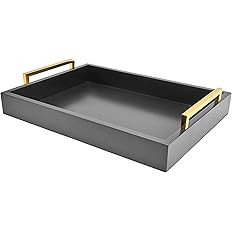 16"x12" Serving Trays with Handles, Grey Decorative Serving Tray, Gray Ottoman Trays for Decorati... | Amazon (US)