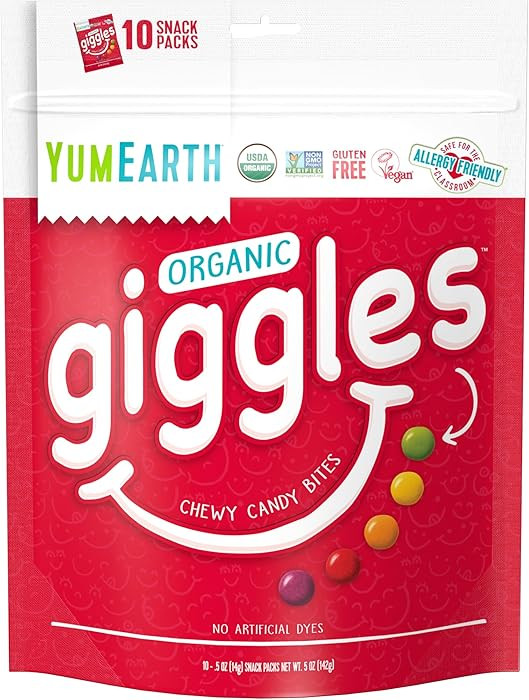 YumEarth Organic Giggles Chewy Candy - Allergy Friendly (Top 9 Free), No Artificial Dyes or Flavo... | Amazon (US)