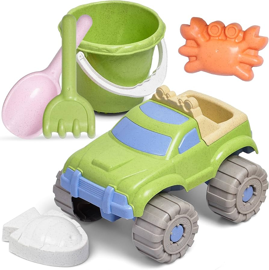 Top Race Monster Truck Beach Toys Combo, Set of 6 Multi Color Plastic Toddler Toys with Dump Truc... | Amazon (US)