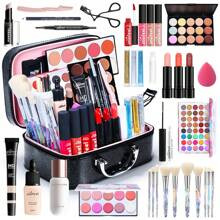 Complete Makeup Set All In One Makeup Kit, Eyeshadow Palette, Liquid Foundation, Eyeliner, Concealer, Lip Gloss, Eyebrow Pencil, Brushes, Storage Case | SHEIN