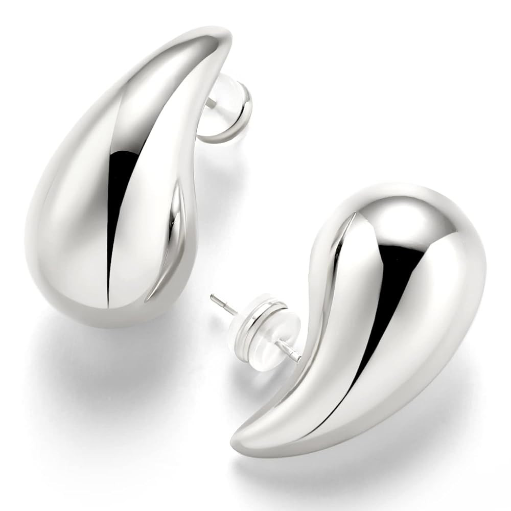 LecAit 14K Gold Chunky Waterdrop Earrings for Women,Lightweight Big Teardrop Hollow Drop Dangle E... | Amazon (CA)