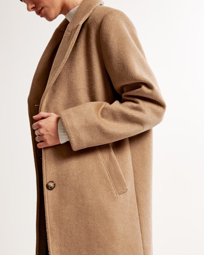 Wool-Blend Tailored Topcoat | Abercrombie & Fitch (US)