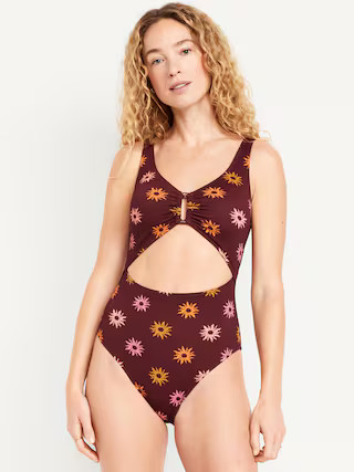 Textured One-Piece Cut-Out Swimsuit | Old Navy (US)