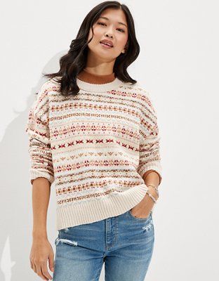 AE Fairisle Snowdrift Sweater | American Eagle Outfitters (US & CA)