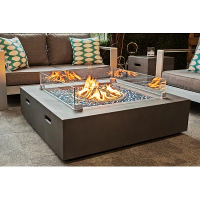 AKOYA Outdoor Essentials 12'' H x 42'' W Concrete Propane Outdoor Fire Pit Table | Wayfair | Wayfair North America